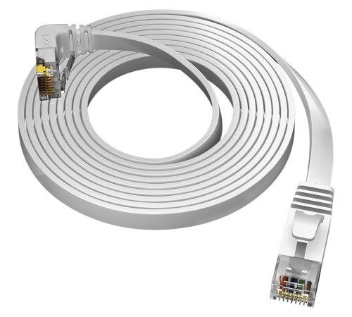 GCR Патч-корд PROF плоский 5.0m, UTP медь кат.6, белый, верхний угол, ethernet high speed 10 Гбит/с, RJ45, T568B