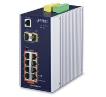 коммутатор/ PLANET IP30 L2+ SNMP Manageable 8-Port Gigabit POE+(AT) Switch + 2-Port Gigabit SFP Industrial Switch (-40 to 75 C), ERPS Ring Supported, 1588