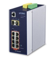 коммутатор/ PLANET IP30 L2+ SNMP Manageable 8-Port Gigabit POE+(AT) Switch + 2-Port Gigabit SFP Industrial Switch (-40 to 75 C), ERPS Ring Supported, 1588