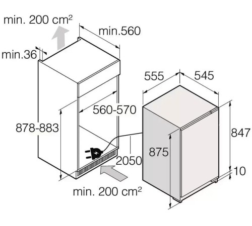 Встраиваемый холодильник ASKO/ Встраиваемый холодильник ASKO, Арт. 743667, без МК, объем 131 л, LED освещение, SuperCool, контроль влажности, электронная панель управления