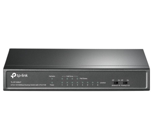коммутатор TP-Link TL-SF1008LP, 8-Port 10/100 Mbps Desktop Switch with 4-Port PoE, 41 W, 250m
