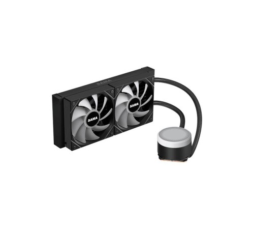 Водяное охлаждение для процессора/ Water Cooling System SAMA L40 Black (240mm, Black, ARGB/ Fans: 2x120mm, 82.79CFM, 29dBA, 2000RPM/ Pump height 52mm, 29dBA, 2500RPM, Rad thickness 27mm/ S: 1851, 1700, 1200, 20XX, 115X, AM5, AM4)