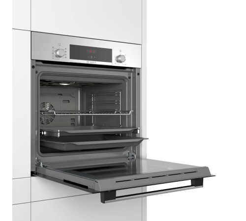 Встраиваемая электрическая духовка BOSCH 59.5x59.4x54.8 см, 66 л, гриль, конвекция, нержавеющая сталь