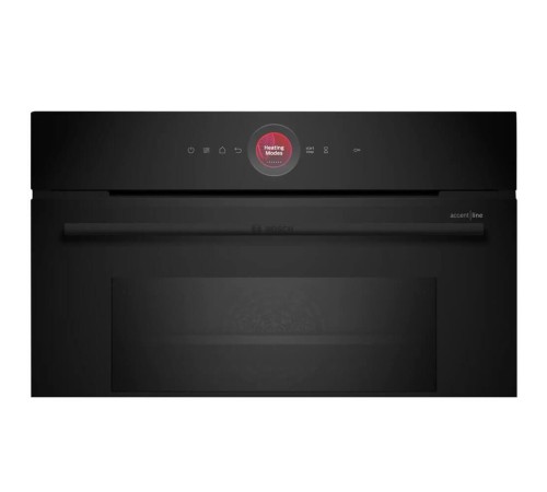 Встраиваемая электрическая духовка BOSCH Accent line. Компактная духовка с микроволновой печью и 16 типами нагрева, 45.5x59.5x54.8 см, 45л, дисплей,инвертор,SoftClose и SoftOpen, Bosch Assist, черный