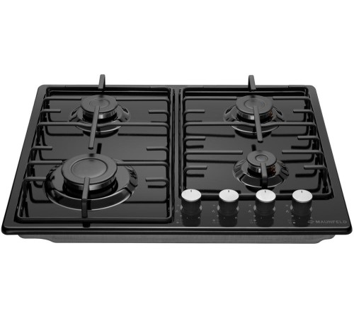 Газовая варочная панель MAUNFELD/ Газовая варочная панель MAUNFELD EGHE.64.3STS-EB/G, механическое управление, 4 конфорки, мощность конфорок 2600, 1700, 1700, 1000, электроподжиг, газ-контроль, цвет черный