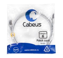 Патч корд Cabeus PC-FTP-RJ45-Cat.6-2m-LSZH Патч-корд F/UTP, категория 6, 2xRJ45/8p8c, экранированный, серый, LSZH, 2м