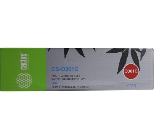 -/ Картридж лазерный Cactus 44973543 CS-O301C 44973543 голубой (1500стр.) для Oki C301/321