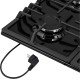 Встраиваемые газовые панели MAUNFELD/ Варочная панель, газ, 60 см, механическое управление, 4 конфорки, электроподжиг, газ-контроль, WOK-конфорка, черный