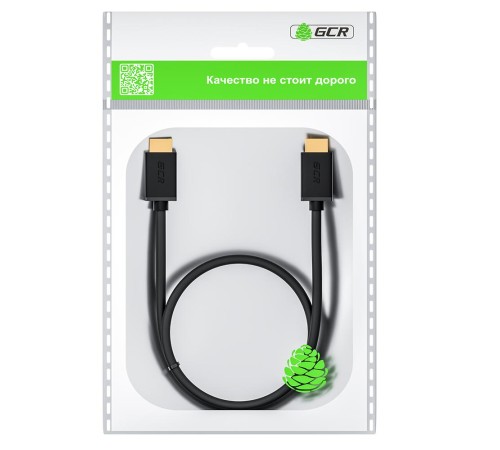 GCR Кабель 1.0m HDMI версия 2.0, HDR 4:2:2, Ultra HD, 4K 60 fps 60Hz/5K*30Hz, 3D, AUDIO, 18.0 Гбит/с, 28/28 AWG, OD7.3mm, тройной экран, черный, GCR-HM411-1.0m
