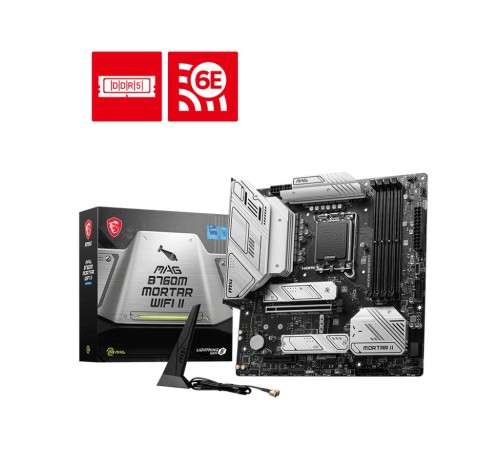 Материнская плата/ MB MSI INTEL B760 s1700, 4xDDR5(256GB), HDMI 2.1/DP, 1xPCIe 5.0x16, 1xPCIe 3.0x4, 1xLAN (2.5GbE), Wi-Fi, BT, 4xSATA 6Gb/s, 3xM.2, 1xUSB-C, 3xUSB 3.2, 4xUSB 2.0, mATX Материнская плата/ MB MSI INTEL B760 s1700, 4xDDR5(256GB), HDMI 2.1/DP, 1xPCIe 5.0x16, 1xPCIe 3.0x4, 1xLAN (2.5GbE), Wi-Fi, BT, 4xSATA 6Gb/s, 3xM.2, 1xUSB-C, 3xUSB 3.2, 4xUSB 2.0, mATX
