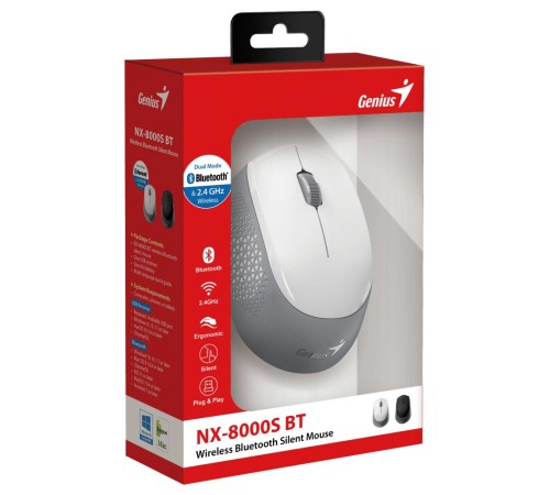 Мышь беспроводная NX-8000S BT белая (white), Bluetooth 5,3,silent Мышь беспроводная NX-8000S BT белая (white), Bluetooth 5,3,silent