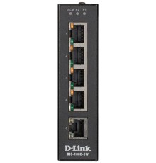Коммутатор/ DIS-100E-5W Unmanaged Industrial Switch 5x100Base-TX, Surge 2KV, Alarm relay, DIN-Rail, metal case IP30, -40 to 75°C, only DC power, w/o power supply