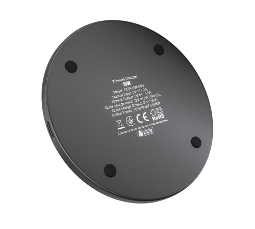 GCR Ультратонкое беспроводное зарядное устройство, с подсветкой, до 15W, GCR-52610 GCR Ультратонкое беспроводное зарядное устройство, с подсветкой, до 15W, GCR-52610