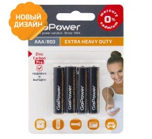 Батарейка AAA/ Батарейка GoPower R03 AAA BL4 Heavy Duty 1.5V (4/48/576) блистер (4 шт.)