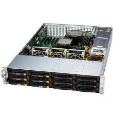 Серверная платформа Supermicro SuperStorage 2U Server 621E-ACR12L noCPU(2) 5th/4/th Gen(MCC carrier)/TDP 270W/no DIMM(16)/ 12x3.5/2.5 SAS/SATA(HBA 3816L)/2x10GbE/2x1200W/SFT-DCMS-Single