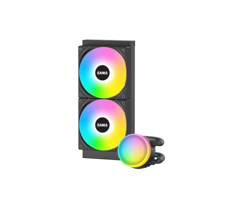 Водяное охлаждение для процессора/ Water Cooling System SAMA L40 Black (240mm, Black, ARGB/ Fans: 2x120mm, 82.79CFM, 29dBA, 2000RPM/ Pump height 52mm, 29dBA, 2500RPM, Rad thickness 27mm/ S: 1851, 1700, 1200, 20XX, 115X, AM5, AM4)