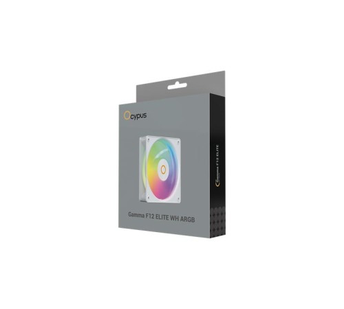 Вентилятор для корпуса Ocypus Gamma F12 Elite WH ARGB, 120x120x25mm, 4-PIN PWM, 600-1800 RPM, 26 DBA MAX, HYDRO BEARING
