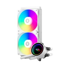 Система охлаждения/ Water Cooling System PCCooler DA240 ARGB WH (270W, 240mm, White, ARGB/ Fans: 2x120mm, 73.6CFM, -dBA, 1800RPM/ Pump height 55mm, -dBA, 3000RPM, Rad thickness 27mm/ S: 1851, 1700, 1200, 20XX, 115X, AM5, AM4)
