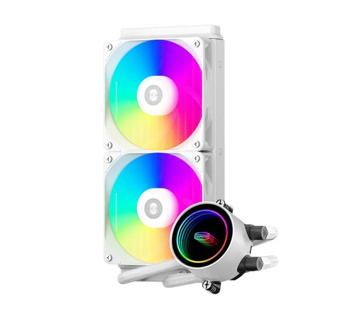 Система охлаждения/ Water Cooling System PCCooler DA240 ARGB WH (270W, 240mm, White, ARGB/ Fans: 2x120mm, 73.6CFM, -dBA, 1800RPM/ Pump height 55mm, -dBA, 3000RPM, Rad thickness 27mm/ S: 1851, 1700, 1200, 20XX, 115X, AM5, AM4) Система охлаждения/ Water Cooling System PCCooler DA240 ARGB WH (270W, 240mm, White, ARGB/ Fans: 2x120mm, 73.6CFM, -dBA, 1800RPM/ Pump height 55mm, -dBA, 3000RPM, Rad thickness 27mm/ S: 1851, 1700, 1200, 20XX, 115X, AM5, AM4)