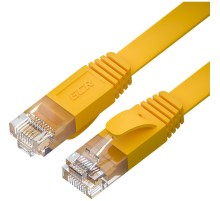 GCR Патч-корд PROF плоский прямой 0.15m, UTP медь кат.6, желтый, 30 AWG, ethernet high speed 10 Гбит/с, RJ45, T568B, GCR-53033