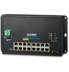 коммутатор/ PLANET WGS-4215-16P2S IP40, IPv6/IPv4, 16-Port 1000T 802.3at PoE + 2-Port 100/1000X SFP Wall-mount Managed Ethernet Switch (-10 to 60 C, dual power input on 48-56VDC terminal block and power jack, SNMPv3, 802.1Q VLAN, IGMP Snooping, SSL, SSH,