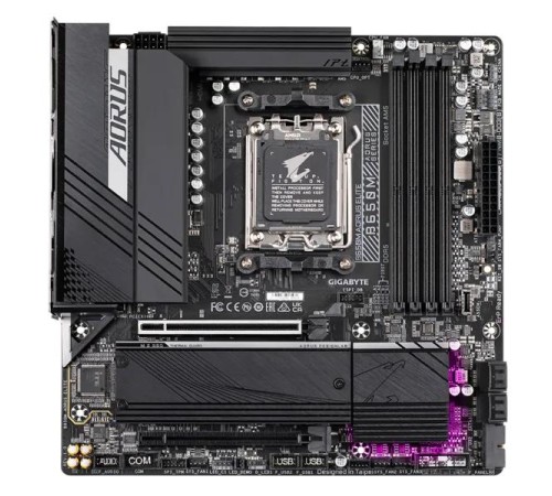 Материнская плата GIGABYTE B650M AORUS ELITE, AM5, B650, 4*DDR5, 4*SATA, 2*M.2, 7*USB 3.2, 4*USB 2.0, Type-C, 2*PCIx16, DP+HDMI, mATX