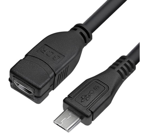 GCR Удлинитель 0.5m MicroUSB M/F, черный, 28/28 AWG, GCR-52444 GCR Удлинитель 0.5m MicroUSB M/F, черный, 28/28 AWG, GCR-52444