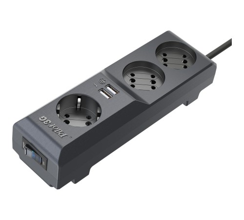 Сетевой фильтр/ Surge protector Pilot 3G 3xGP euro outlets, 10А/2.2кВа, 2xUSB, 3m, grafit Сетевой фильтр/ Surge protector Pilot 3G 3xGP euro outlets, 10А/2.2кВа, 2xUSB, 3m, grafit