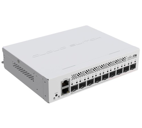 Коммутатор MikroTik Cloud Router Switch CRS310-1G-5S-4S+IN with 800 MHz CPU, 256 MB RAM, 4xSFP+, 5xSFP cages, 1xGBit LAN port, RouterOS L5, desktop case, rackmount ears, PSU