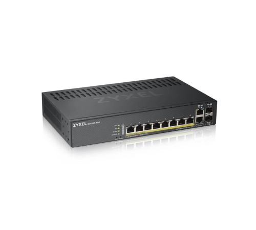 Коммутатор/ ZYXEL GS1920-8HPv2 Hybrid Smart switch PoE+ ZYXEL Nebula Flex, 8xGE PoE+, 2xCombo (SFP/RJ-45), silent (fanless), budget PoE 130W, Standalone / cloud management