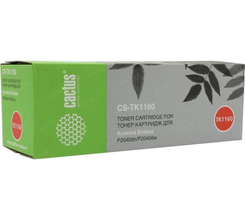 -/ Картридж лазерный Cactus CS-TK1160 TK-1160 черный (7200стр.) для Kyocera Ecosys P2040dn/P2040dw