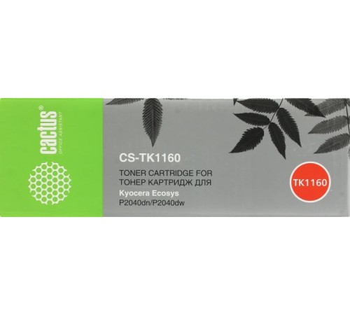 -/ Картридж лазерный Cactus CS-TK1160 TK-1160 черный (7200стр.) для Kyocera Ecosys P2040dn/P2040dw