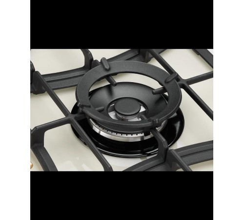 Газовая варочная поверхность Kuppersberg/ Газовая варочная поверхность, закаленное стекло, ширина 90 см, 5 газовых конфорок, WOK конфорка(4,2 кВт), автоподжиг, газ-контроль, чугунные решетки, Коллекция Classic, Цвет бежевый, Цвет фурнитуры бронзовый