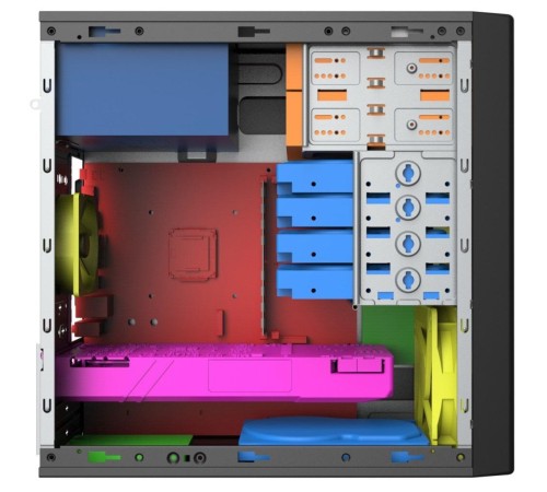 Корпус без блока питания/ Case Foxline FL-733, mATX, 2x5.25EXT, 2x3.5EXT, 5x3.5INT, 2xUSB2.0, HDA, w/o FAN, w/o PSU, no pwr cord
