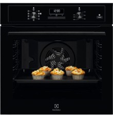 Встраиваемая электрическая духовка ELECTROLUX/ Духовой шкаф SurroundCook, основной цвет - черный, утапливаемые переключатели, таймер отключения, отложенный старт, будильник, хромированные направляющие из нержавеющей стали, телескопические направляющие Fle