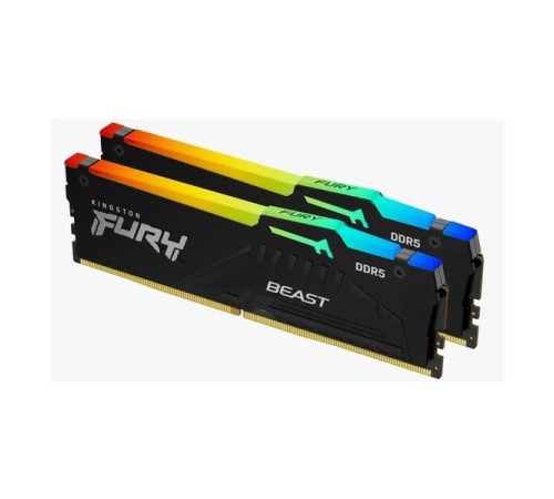 Оперативная память Kingston 32GB 5600MT/s DDR5 CL40 DIMM kit (2x16GB) FURY Beast RGB XMP