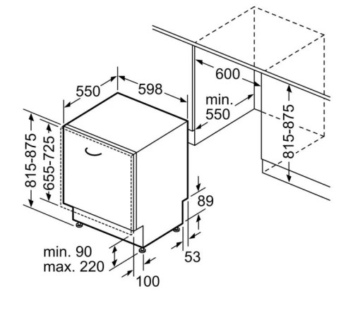 Посудомоечная машина BOSCH Встраиваемая посудомоечная машина 60 cm, Serie 4, 13 комплектов,третий уровень загрузки VarioDrawer,44 дБ (A) Quick L, Авто 45-65°C, Быстрое мытье 45°C, Интенсивная, Стекло 40°C, Экономичная,/2 Загрузка, Pretreatment, ГигиенаПлю