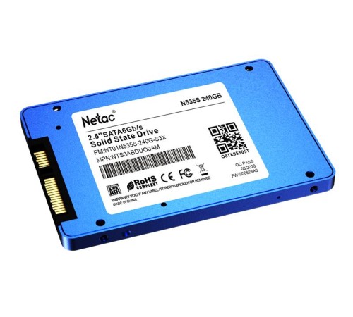 SSD накопитель Netac SSD N535S 240GB 2.5 SATAIII 3D NAND, 7mm, R/W up to 540/490MB/s, TBW 140TB, 5y wty SSD накопитель Netac SSD N535S 240GB 2.5 SATAIII 3D NAND, 7mm, R/W up to 540/490MB/s, TBW 140TB, 5y wty
