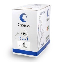 Кабель витая пара Cabeus FTP-4P-Cat.5e-SOLID-LSZH-GY Кабель витая пара экранированная FTP (F/UTP), категория 5e, 4 пары (24 AWG), одножильный, серый, экран - фольга, LSZH, нг(А)-HF, (305 м)