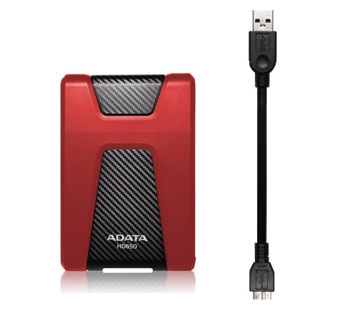 Жесткий диск внешний/ Portable HDD 1TB ADATA HD650 (Red), Silicone, USB 3.2 Gen1, 121x81x21mm, 201g /3 года/ Жесткий диск внешний/ Portable HDD 1TB ADATA HD650 (Red), Silicone, USB 3.2 Gen1, 121x81x21mm, 201g /3 года/