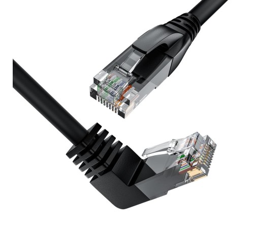 GCR Патч-корд 2.0m UTP кат.6, черный, верхний угол, литой, ethernet high speed, RJ45, T568B