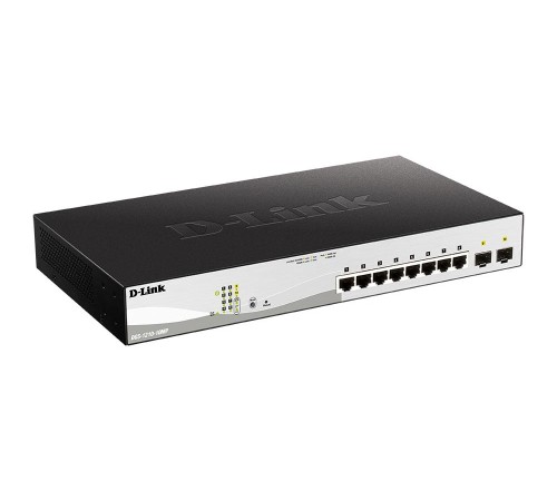 Коммутатор/ Управляемый L2 PoE-коммутатор, 8x1000Base-T PoE, 2x1000Base-X SFP, PoE-бюджет 130 Вт, защита от статического электричества до 6 кВ, CLI