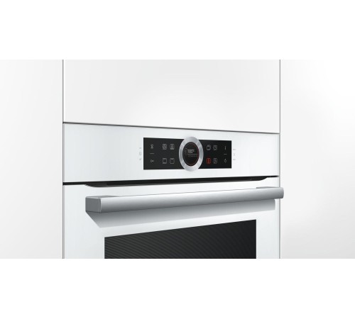 Встраиваемая электрическая духовка BOSCH 59.5x59.5x54.8 см, 71л, дисплей, 13 режимов, EcoClean, 3 стекла, белый