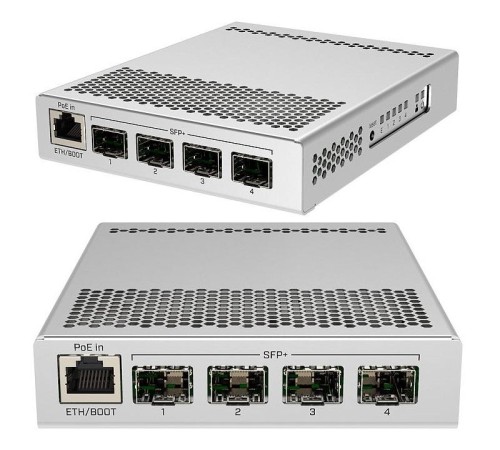 Коммутатор/ CRS305-1G-4S+IN Cloud Router Switch Five-port desktop switch with one Gigabit Ethernet port and four SFP+ 10Gbps ports