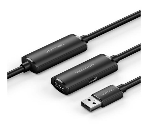Активный кабель-удлинитель Vention USB 2.0 AM/AF с усилителем - 20м Черный Активный кабель-удлинитель Vention USB 2.0 AM/AF с усилителем - 20м Черный