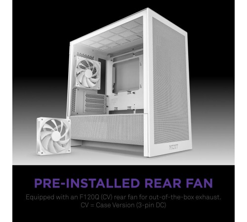 Корпус без блока питания/ Case NZXT H3 Flow (2025), Midi-Tower, TG, 1x120mm, 1xUSB-A 3.2 + 1xUSB-C 3.2, mATX, mITX White