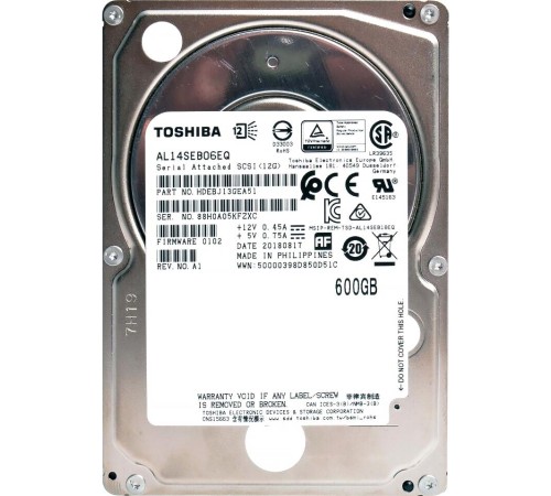 Жесткий диск/ HDD Toshiba SAS 600Gb 2.5"" 10K 128Mb 1 year warranty