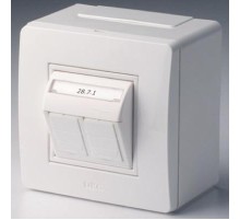 Коробка в сборе с 2 розетками RJ45, кат.5е  (телефон / компьютер), белая