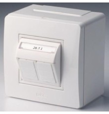 Коробка в сборе с 2 розетками RJ45, кат.5е  (телефон / компьютер), белая