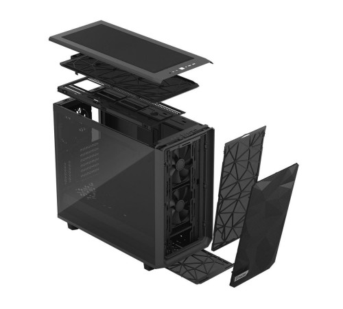 Корпус ПК без блока питания/ Case Fractal Design Meshify 2 TG Light Tint, Midi-Tower, 3x140mm, 2xUSB-A 3.2 + 1xUSB 3.2 Type-C E-ATX, ATX, mATX, mITX Gray